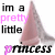 Animated contact sheet of a pink cone-shaped object with text "im a pretty little princess" in alternating black and purple lettering across 8 frames.