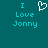 Pixelated teal background with cyan text reading "I Love Jonny" and a white heart symbol above the word "Love", displayed in two identical side-by-side arrangements.