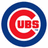 A pixelated circular logo with red 'C' and 'UBS' text inside a blue ring on white background, with blue pixelated text reading 'Lets go Cubbies!!' and '(Its gonna happen)' on light yellow and gray