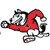 Pixelated cartoon character in red shirt and gray pants lying on back with arms and legs extended, blue eye visible, white background.