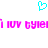 A static pixel art icon with a cyan heart symbol above pink text reading 'i luv byul' repeated twice on white background.