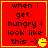 Red square with yellow border containing black text and a yellow Pac-Man icon, repeated in four identical