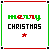 Pixelated 'Merry Christmas' text with red and green lettering, small star symbols in varying colors, bordered by red and green lines on a white background.