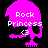 Pixel art icon of a character with pink hair and a purple outfit holding a guitar, with 'Rock Princess' text and a heart symbol on a black background.