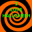 Four identical orange and black spiral patterns with green text reading "I LOVE HALLOWEEN" arranged in a on an orange background
