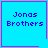 Four identical blue square icons with pink borders, each displaying "Jonas Brothers" in blue pixelated text, with two icons featuring additional pink symbols.