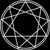 circular icons with white geometric patterns on black backgrounds, some containing red animated symbols or text