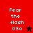 Four display 'Fear the flash 030' text with star symbols; top-left and bottom-left have dark stars on red backgrounds, while top-right and bottom-right show light stars on darker reds