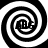 Four black-and-white spiral patterns arranged in a , each containing a central pixelated symbol
