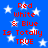 Blue background with white stars and red text reading "Red White & Blue Is Totally TRUE" repeated twice.