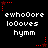 Pixelated text and red star icons on a black background, with repeated patterns of 'ewho0ore', 'lo0oves', and 'hymm' in white.