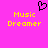 Pixelated icon with bright pink background, yellow text reading "Music Dreamer," and a black heart symbol above the text.