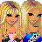 Pixelated cartoon-style contact sheet of a blonde female character in various poses and outfits with "Best Friends" text, arranged as 3x3 grid on gray background.