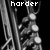Black-and-white pixelated animation of a skeletal figure with glowing joints, displaying four text labels: harder, better, faster, stronger.