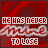 Red background with white text 'HE HAS NEVER MINE TO LOSE' in pixelated font, repeated across showing slight animation changes