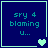 Pixelated blue square with cyan text 'sry 4 blaming u...' and a cyan heart symbol in the bottom-right corner.