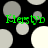 Green text reading 'Kiersty' appears over a black background with scattered gray and white circles in two