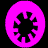 Six circular animated buddy icons arranged in a 3x2 contact sheet with black background and gray transparency area, each featuring a central snowflake-like shape on solid color backgrounds.