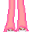 Pixel art contact sheet showing multiple frames of an animated buddy icon featuring a cartoon woman in pink attire with white headwear and text elements.