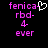 Pixelated text in pink and white on black background with a heart symbol replacing the hyphen between 'fenica' and 'rbd'.