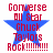 Red pixelated text above a blue star on white background, with visible text reading "Converse All Star Chuck Taylors Rock!!!!!!!!" in four variations.