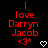 Red pixelated text on black background reads 'I love Darryn Jacob <3' with white heart symbol below.