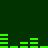 Green rectangular bars of varying heights arranged in horizontal on a dark green background, forming a digital audio equalizer pattern