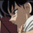 A 48x48 pixel animated buddy icon featuring a close-up of an anime-style character's face on the top-left, with red text reading "I will hold you forever" and "and never let go" across two adjacent panels in a contact sheet layout.