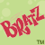 A 2x2 contact sheet of a Bratz-themed animated buddy icon featuring text and character art on a light green background with bokeh effects.