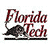 Pixelated graphic with maroon and gray text reading 'Florida Tech' above a black silhouette of a bird-like creature on a white background.
