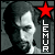 Pixelated grayscale portrait of a person with dark hair and a red star symbol above vertical text reading LEMUR.