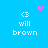 Pixelated blue background with white text and pink symbols; four identical arranged in a , each containing '<3 will brown' text and one of three distinct pink pixel clusters above or between the text lines