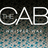 Pixelated static image with large white-outlined letters 'CAB' over a dark-to-light blue gradient background.