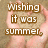A static image of hands forming a heart shape with sand, overlaid with text about summer and names in the sand.