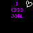 Static pixel art displays purple text and a white heart symbol on black background with identical left and right sections.