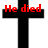 Black crosses with red text on white background, gray rectangle partially obscuring right cross.