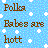 Static pixel art image with blue background and white snowflakes, displaying three lines of brown text reading "Polska Babes are hott".
