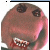 A 50x50 pixel animated icon featuring a cartoonish brown dinosaur-like character with blood-stained teeth and dark eyes, displayed alongside red text in a contact sheet layout.