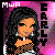 Pixelated static icon featuring a cartoon character with orange skin, black hair, and yellow eyes against a pink/purple gradient background with text elements.