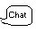 Pixelated chat bubbles with 'Chat' text on gray background, plus scattered red and green text fragments.