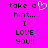 A bright pink background displays two identical text blocks with a light blue heart symbol replacing the 'o' in 'a' on the left block.