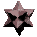 A star-shaped icon with a textured pinkish-brown surface and black triangular cutouts, displayed in multiple variations