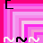 nine pink and white pixelated with evolving text characters, each featuring a distinct letter combination against layered diagonal stripes