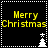 Four identical black square with yellow 'Merry Christmas' text and white pixelated tree icons, arranged in a