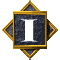 Six variations of a diamond-shaped icon with a golden frame and dark textured background, each containing a white vertical bar symbol.