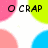 Pixelated text and colored circles on a white background with a gray rectangle overlay.