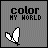 A 4x3 contact sheet of an animated AIM buddy icon showing sequential frames with changing text colors and wing shapes against a gray background.