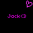 Pixelated pink heart symbol above two identical text strings on black background.
