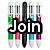 Static image of five pens with text 'Join' over them, five pens with text 'TessaS's' over them, and 'Smiggle' over green letters on black background.