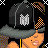 Pixel art contact sheet of an animated icon featuring a cartoon character with orange skin, black cap, and gold jewelry across multiple frames showing pose variations and text overlays.
